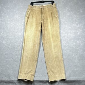 VTG Yves Saint Laurent Pants Mens 33 Tan Corduroy Pleated Designer Inseam 32 in